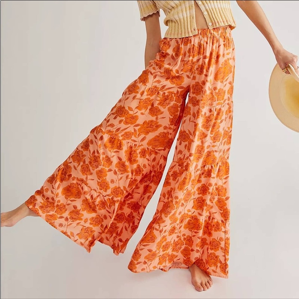 NEW Free People x Jen's Pirate Booty Electro Floral Seadrift Flare Pants
